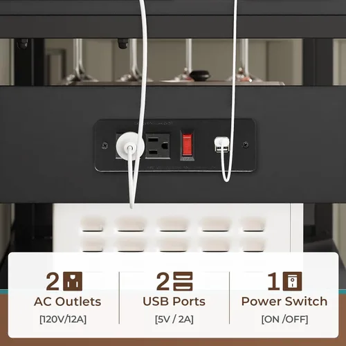 Vista 3 de Itaar Estante de Panadero con Toma de Corriente y Luz LED, Gabinete de Barra de Café Estilo Granja de 45.3 Pulgadas, Soporte de Microondas de Cocina