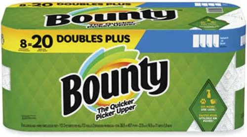 Bounty Select-A-Size - Toallas de papel, color blanco, 8 rollos dobles Plus = 20 rollos regulares