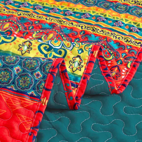 Vista 5 de Exclusivo Mezcla Manta acolchada reversible de 50 x 60 pulgadas - Manta de edredón de microfibra con patrón a rayas boho, reversible