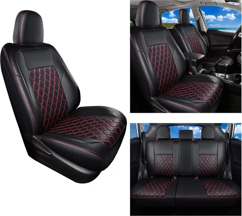 Vista 5 de Huidasource Juego completo de fundas de asiento de automóvil RAV4 de ajuste personalizado, funda de asiento de cuero de cobertura completa