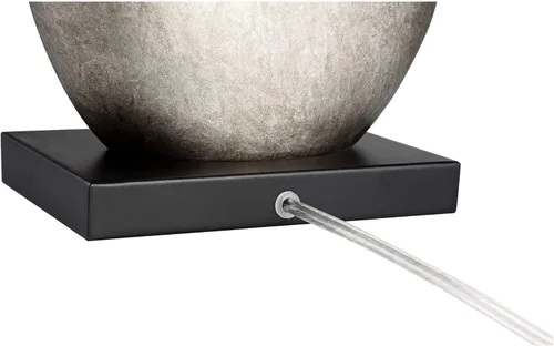 Vista 6 de Regency Hill Marco Modern Art Deco Table Lamps 25" Tall Set of 2 Silver Luxe Black Tapered Rectangular Shade Decor for Bedroom Living Room House