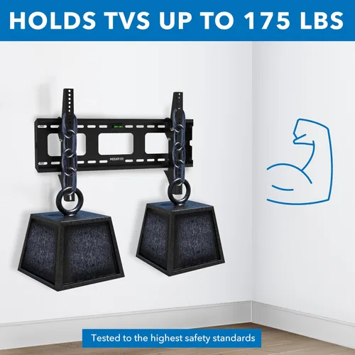 Vista 4 de Mount-It Soporte de pared inclinable de perfil bajo para televisores de pantalla plana LCD, LED, OLED, 4K o plasma de 32 a 60 pulgadas, capacidad