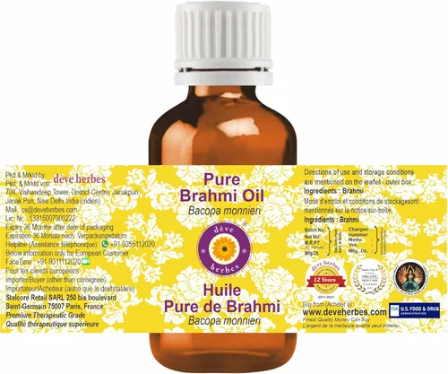 Vista 2 de Deve Herbes Aceite Brahmi puro (Bacopa monnieri) 0.3 fl oz (0.33 oz)
