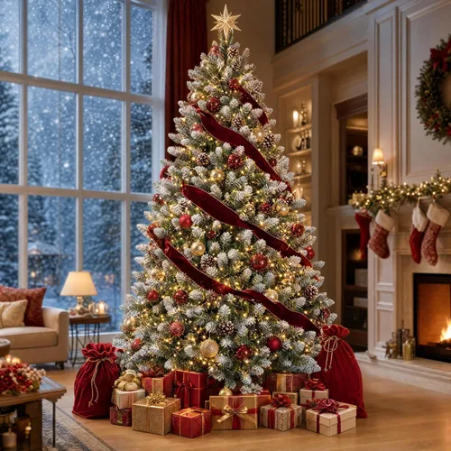 Vista 17 de Árbol de Navidad preiluminado de 6 pies con 210 luces Verde-clásico