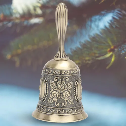 Vista 4 de Campana de mano para boda, cena, hotel, bar - Campana multiusos de aleación de zinc - Artesanía rosa