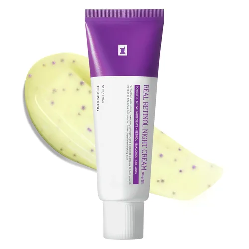 TOSOWOONG Crema de Noche Real de Retinol 0.1%, Hidratante Facial Anti-Edad con Retinol, Bakuchiol, Piel Más Firme, Reduce Arrugas y Minimiza Poros |