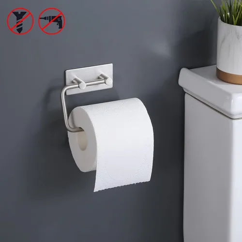 Vista 4 de Portarollo de papel KES A7070, con autoadhesivo 3M, de acero inoxidable cepillado, Marrón, a7070 Níquel cepillado
