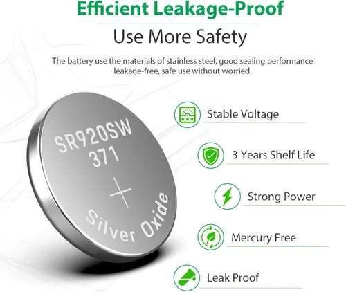 Vista 5 de LiCB Paquete de 20 baterías SR920SW 371 370 AG6 de 1,5 V con botón de celda de reloj