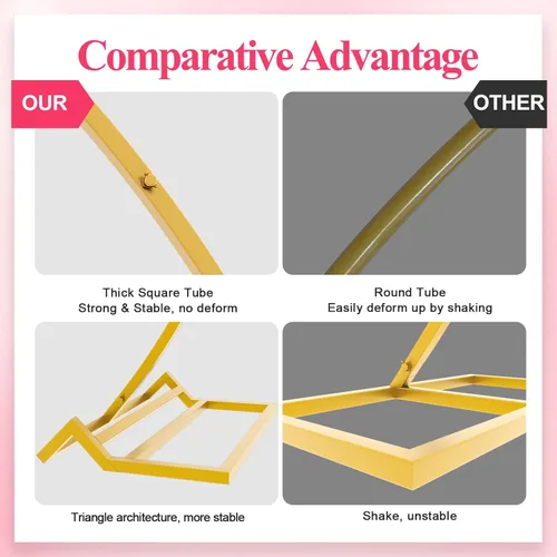 Vista 4 de Wokceer Soporte redondo para telón de fondo de 8 pies, arco de boda dorado, soporte de arco de globos de círculo de metal para fiesta de cumpleaños