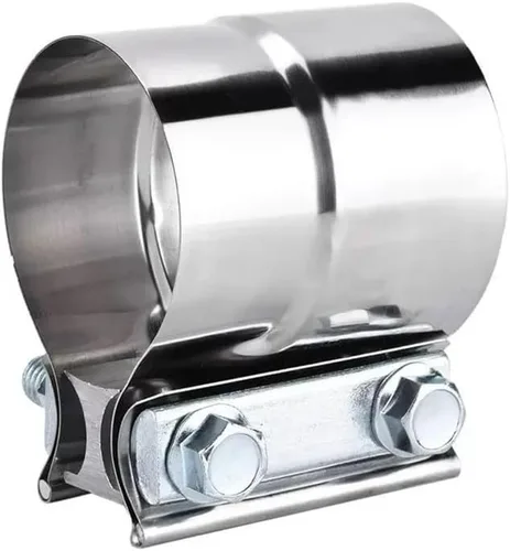 Vista 24 de Abrazadera de Escape de 2.5", Abrazadera de Banda de Junta a Tope de 2 1/2" Conector de Manguito de Acero Inoxidable para Silenciadores, Tubos