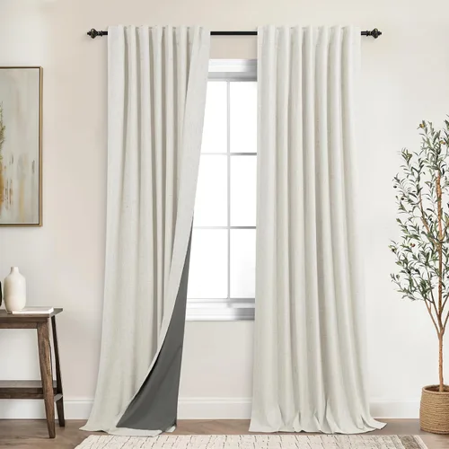 Vista 72 de KOUFALL Cortinas opacas de lino de 24 pulgadas de largo, cortinas térmicas cortas para oscurecer la habitación, cortina de baño para cocina sobre