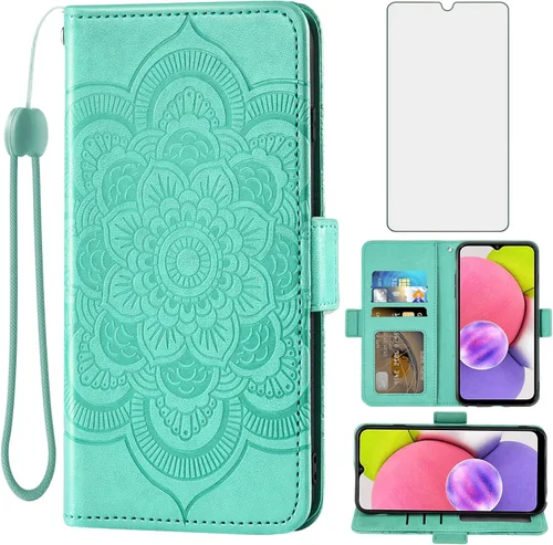 Vista 14 de Asuwish Funda compatible con Samsung Galaxy A03s versión de EE. UU. 5G 2022 y protector de pantalla de vidrio templado para Gaxaly A 03s SM-A037U SM