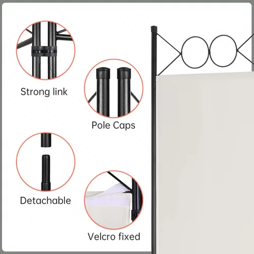 Vista 19 de Divisor de habitación de 4 paneles de 6 pies, marco de acero, pantalla plegable de privacidad, división independiente para el hogar, oficina, Azul
