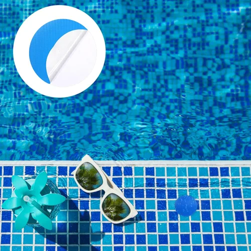 Vista 7 de Outus Kit de reparación de 24 parches de vinilo para piscina, revestimiento de piscina autoadhesivo, parches de reparación de plástico para piscinas