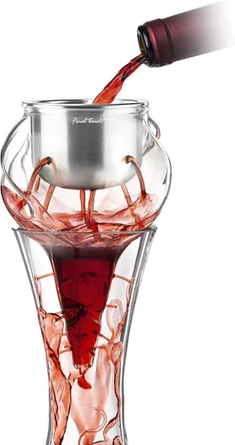 Vista 15 de Final Touch L'Grand Conundrum Aerator Decantador de Vino Botella Completa - 25.4 Oz. Vidrio de Cristal Transparente de Calidad Soplado a Mano
