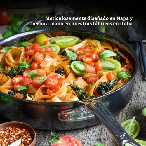 Vista 4 de Hestan - Colección NanoBond - Sartén de titanio de acero inoxidable, compatible con placa de inducción, 5 cuartos de galón