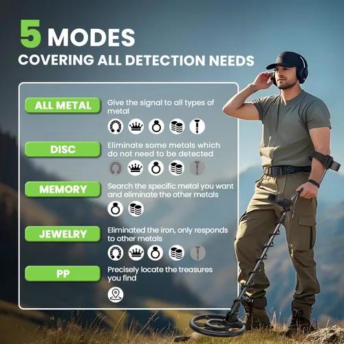 Vista 5 de DR.ÖTEK Detector de metales para adultos, impermeable, kit de detector de oro profesional con mayor precisión, bobina IP68 de 10 pulgadas, 5 modos