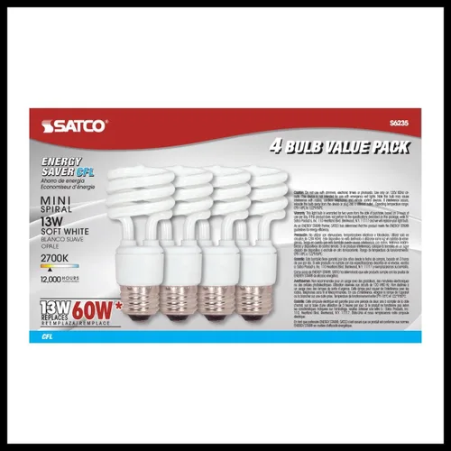 Vista 5 de Satco Bombilla espiral S6235 CFL, 13 vatios, 4