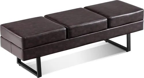 Vista 15 de BarberPub Sillas de sala de espera, banco de recepción de invitados de oficina resistente, sillas de vestíbulo tapizadas de piel sintética para Negro