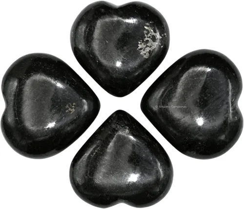 Vista 2 de Piedra de palma de corazón de cristal de nuummita - Piedra de preocupación de bolsillo para masaje, para equilibrar naturalmente los chakras