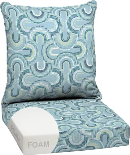 Vista 13 de Arden - Juego de cojines de asiento profundo para exteriores, espuma, 24x24, azulejos Alana