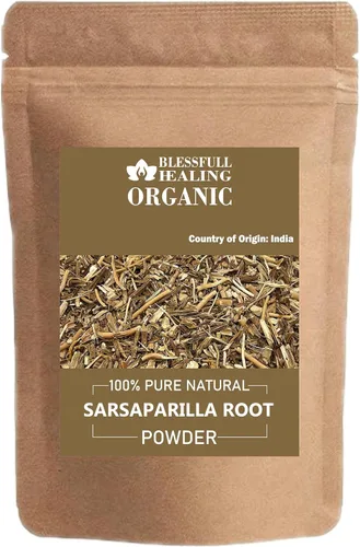 Blessfull Healing Polvo orgánico de raíz de zarzaparrilla 100% puro y natural, 3.52 onzas