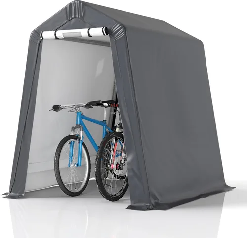 Vista 8 de GARTOO - Refugio portátil independiente para bicicletas al aire libre de 6 x 3 pies - Cobertizo para bicicletas con puerta enrollable y ventana