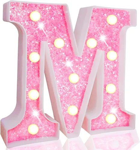 Vista 43 de Pooqla Luces de números de marquesina, números de luz rosa para niñas de 10.º cumpleaños, funciona con pilas, luz nocturna de número con purpurina