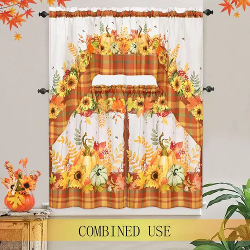 Vista 3 de FRAMICS Cortinas de otoño – 36 pulgadas de largo para cocina y baño de Acción de Gracias, 30 pulgadas de ancho x 36 pulgadas de largo, 2 paneles