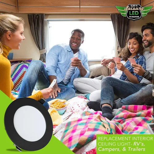 Vista 9 de Leisure LED Paquete de 5 luces de techo empotrables para barco RV de 480 lúmenes, luz LED súper delgada, panel de luz DC 12 V 4.75 pulgadas, 6 W