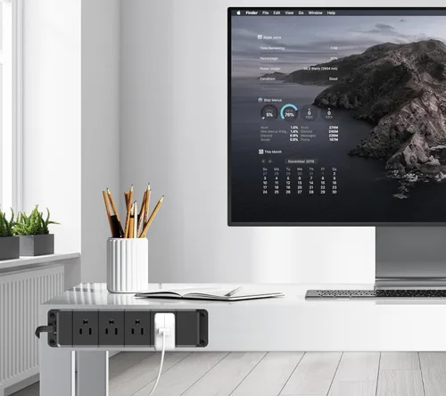 Vista 6 de Regleta de alimentación de carga rápida de 40 W para debajo del escritorio con interruptor, regleta de alimentación montable de 12 salidas con 4