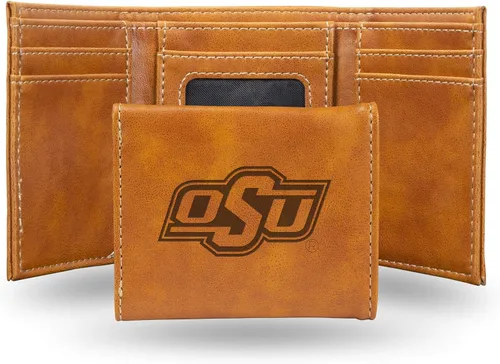 Vista 122 de NCAA Rico Industries - Billetera triple grabada con láser, con grabado láser, accesorio para hombre Negro