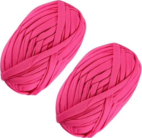 Vista 66 de SIMEIQI 2 piezas de tela elástica para camisetas, hilo de crochet para tejer DIY, hilo de punto grueso tipo espagueti para proyectos de bolsos