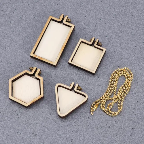 Vista 8 de FOMIYES Mini aro de bordado, mini anillo de madera redondo de punto de cruz, mini anillo de bordado para bricolaje, manualidades, collar, joyería
