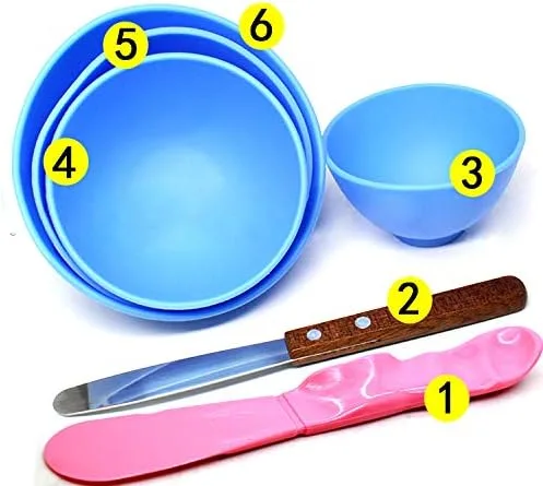 BONEW 4 unids plástico dental mezcla alginato modelado tallador de goma yeso cuenco +2 espátulas de mezcla