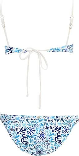 Vista 6 de BRITTO Romero Conjunto Bikini Dos Piezas - Graffiti Blue, Blanco