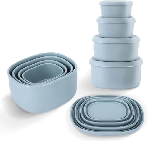 Vista 13 de 4 piezas recipientes de silicona de 10 onzas para refrigerios para niños, pequeños recipientes de alimentos con tapas, contenedor de frutas