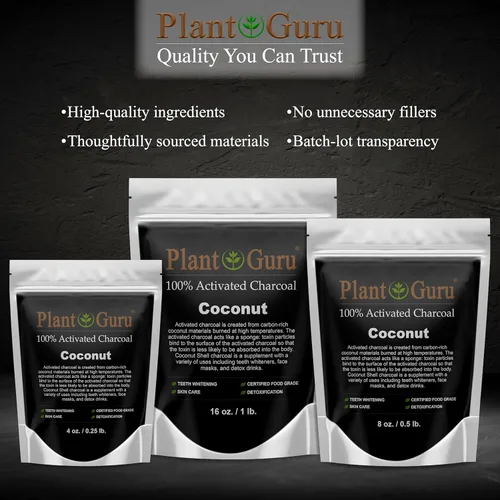 Vista 8 de Polvo de carbón activado a granel – 1.75 libras. Tarro, coco, grado alimenticio, Kosher sin OMG, blanqueamiento de dientes, máscara facial