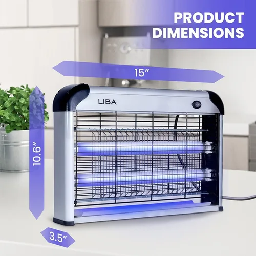 Vista 6 de LiBa Exterminador eléctrico de insectos (paquete de 2) para interiores – (4) bombillas de repuesto extra – mosca, mata mosquitos y repelente