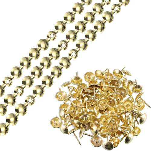 Vista 10 de uxcell 3 tiras de tachuelas de tapicería, adornos de uñas decorativos brillantes de 3.3 ft para sofá, cabecero, silla, muebles con clavos
