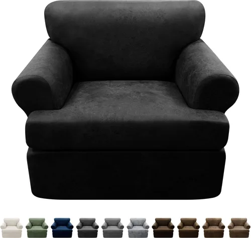 Vista 76 de Fundas para Sillón de 2 Piezas con Cojín en T, Fundas de Aspecto de Cuero para Sofá, Fundas para Sillas, Protector de Muebles Elástico, Funda