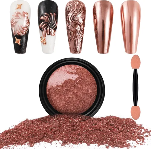 Vista 22 de Artdone Polvo de Uñas Cromado, Espejo Metálico, Efecto Brillantina, Pigmento Iridiscente Aurora, Sirena, Perla, Kit de Polvo para Esmalte de Gel