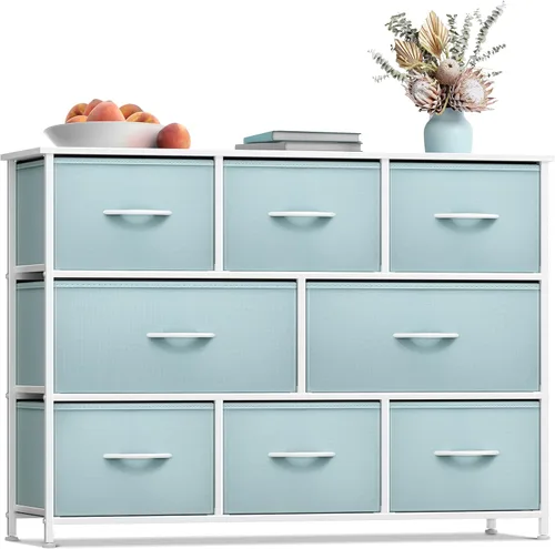 Vista 21 de Sorbus Cómoda con 8 cajones - Mueble para almacenar ropa para niño, para dormitorio, pasillo, clóset, oficina – Marco de acero, parte superior