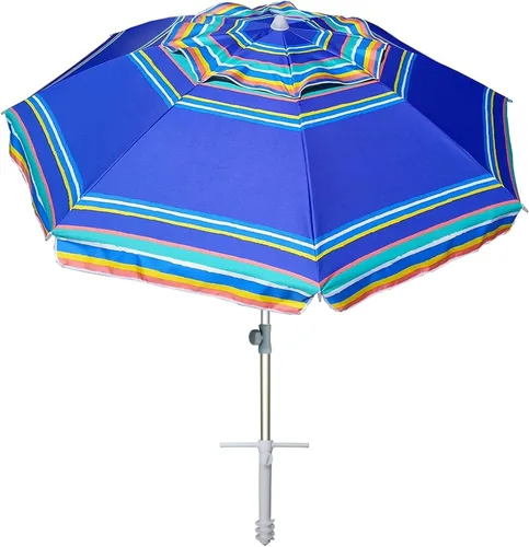 AMMSUN Sombrillas de playa de 7 pies de alta resistencia para vientos fuertes con ancla de arena, ventilación inclinable, protección UV 50+ contra