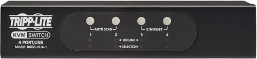 Vista 2 de Tripp Lite Conmutador KVM de 4 puertos VGA con puerto USB o PS/2 para teclado, mouse, PC de escritorio, 4 computadoras 1 monitor, Plug and Play