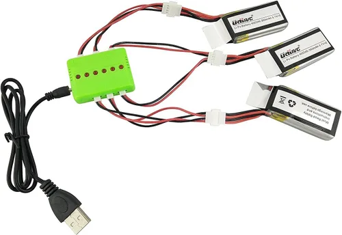Vista 3 de Fytoo Accesorios 3 unids 3.7 V 350 mAh Li Batería + 1 Cargador de equilibrio 3 en 1 + 3 piezas Cable de conversión para UDI U818A WiFi FPV U845 U919