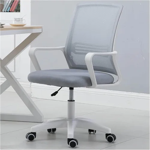 Vista 9 de Home Mesh Back Swivel Chair with Padded Seat and 360° Swivel - Computer Desk Chair with Arms - Adjustable Task Chair for Office - White Mesh Task