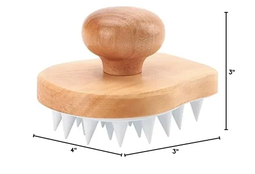 Vista 8 de Hangerspace Cepillo de champú masajeador para el cuero cabelludo, cepillo de madera para el cuidado del cuero cabelludo húmedo y seco, cepillo