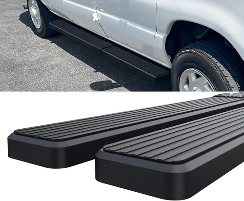 Vista 4 de HD Ridez Estribo de acero inoxidable con escalón lateral de 6 pulgadas, color negro, compatible con Ford Econoline 1999-2014 Van de tamaño completo