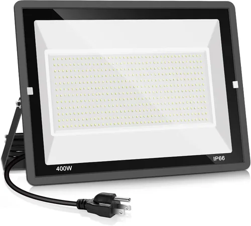 Vista 9 de YANYCN Pack de 3 luces LED de 100 W para exterior, luces de seguridad superbrillantes de 11600 lm con enchufe, luces de inundación IP66 impermeables